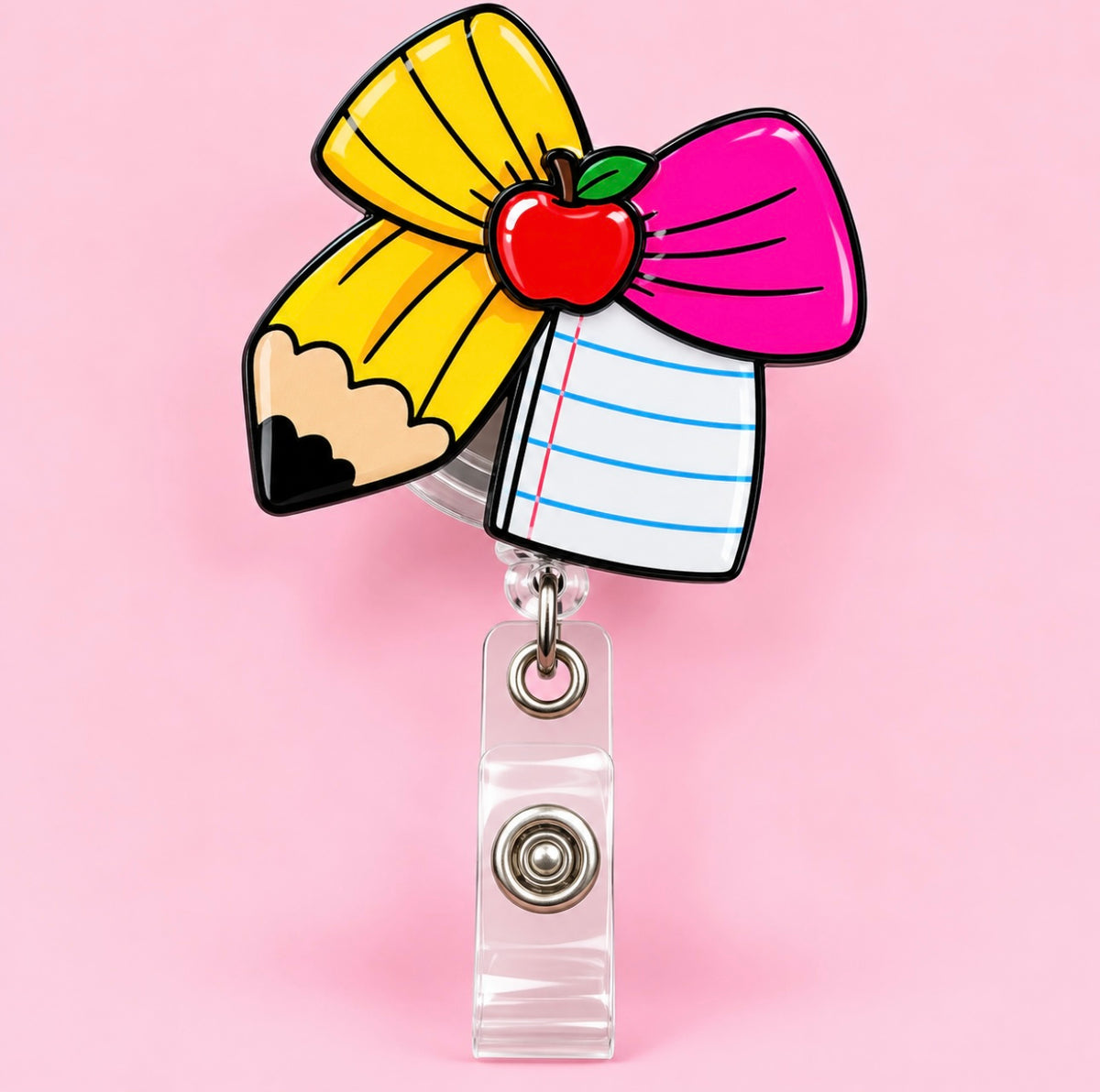 Pencil bow badge reel