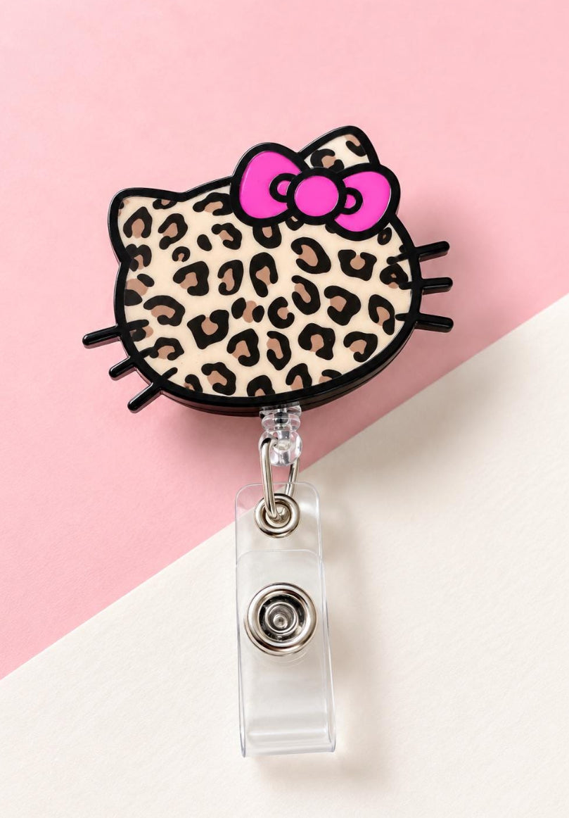 Leopard Print Kitty Badge Reel